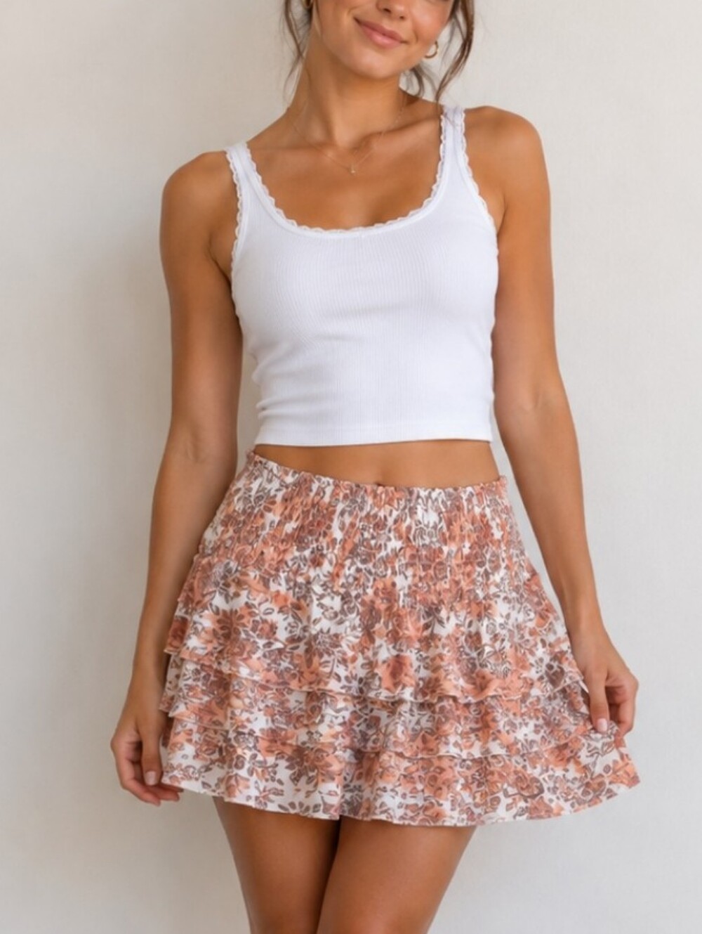 Aeropostale Pink and White Floral Mini Skirt
